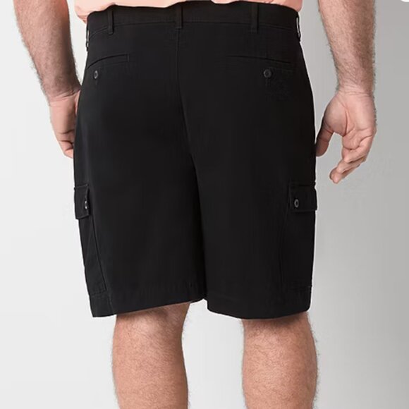 St. John's Bay Comfort Waist Mens Big & Tall Stretch Fabric Cargo Short Black 54 - Picture 2 of 3